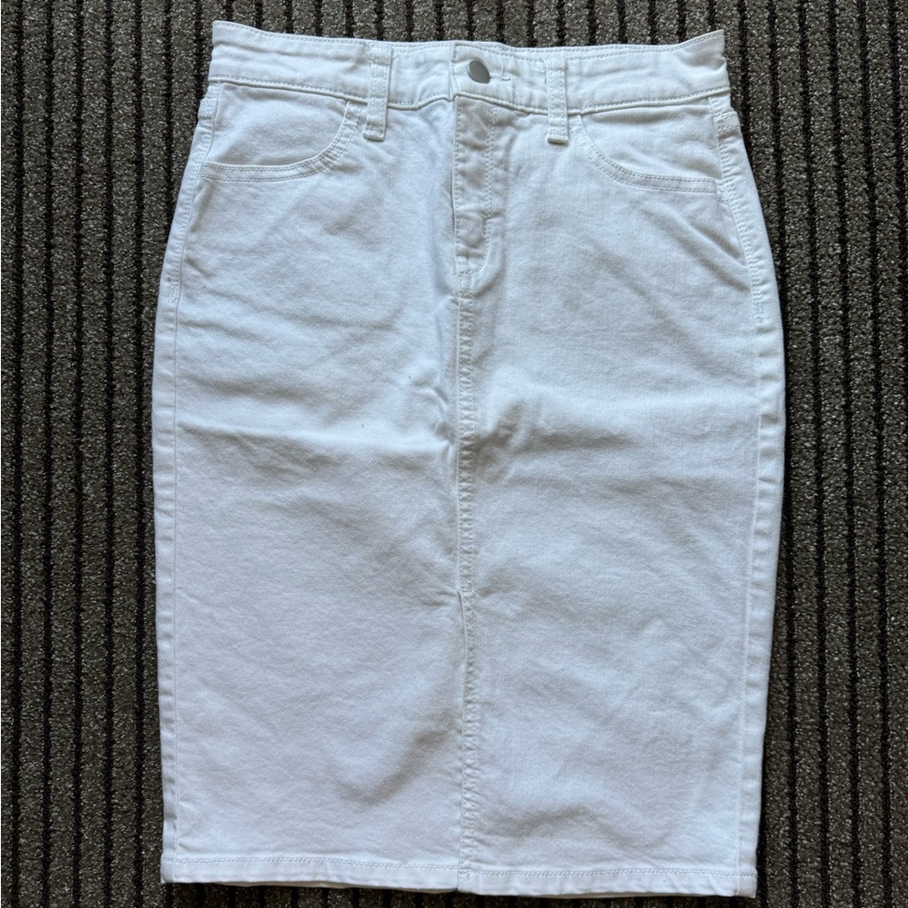 Banana Republic White Denim Midi Skirt